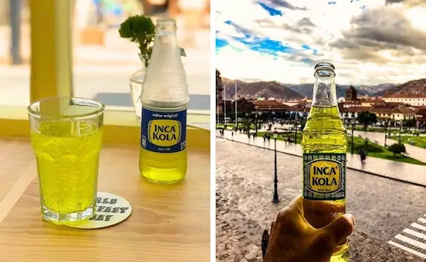 Glass of Inca Kola, one of the most popular traditional Peruvian drinks